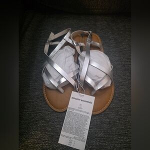 Amazon Essentials Silver Strappy Sandals